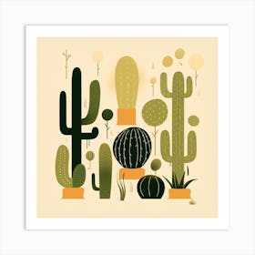 Rizwanakhan Simple Abstract Cactus Non Uniform Shapes Petrol 49 Art Print