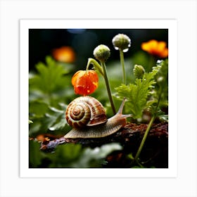 Snail On A Flower 10 Art Print