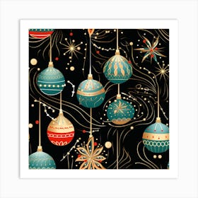 Christmas Ornaments Seamless Pattern Art Print