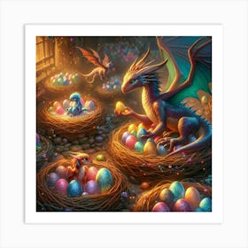 Easter Dragons paintings art print Art Print