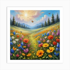 Nature Meadow paintings art print Art Print