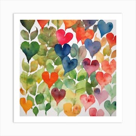 Hearts And Leaves Art Print