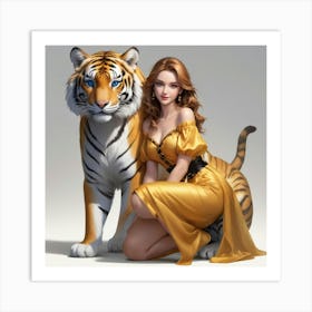 Tiger And Girl 8 Art Print