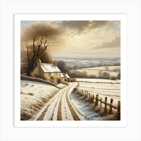 Snowy fields of England Art Print