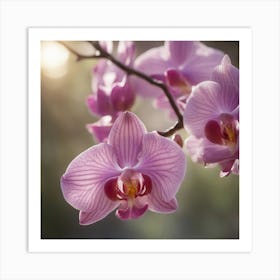 A Blooming Orchid Blossom Tree With Petals Gently Falling In The Breeze 3 Art Print