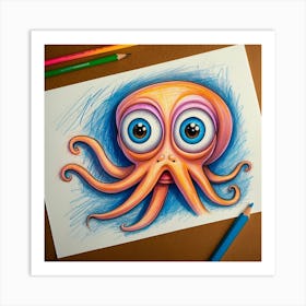 Octopus Drawing 4 Art Print