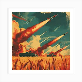 Soviet Rocket Launch Propaganda Art Print