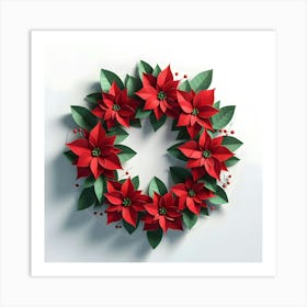 Poinsettia Wreath Art Print