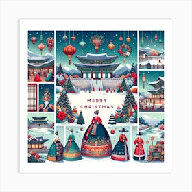 Korean Christmas Set Art Print