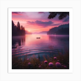 Sunset On The Lake Dreamscape Art Print