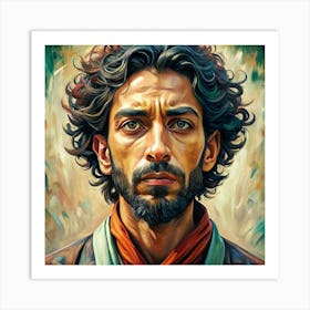 Intense Portrait Of A Bearded Man Art Print