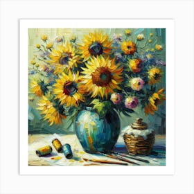 Sunflowers In A Vase 2 Art Print