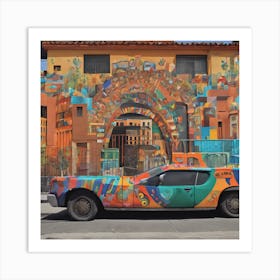 Car Mural In Mexico City Art Print