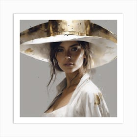 Portrait Of A Woman In A Hat Art Print