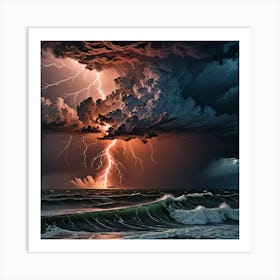 Lightning Over The Ocean 3 Art Print