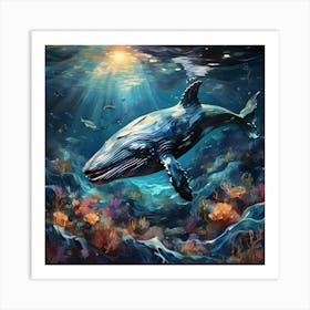 Whale Swimming In The Ocean Art Print