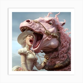 Surreal Woman With Pink Gragon Ai Art Depot 6 Art Print