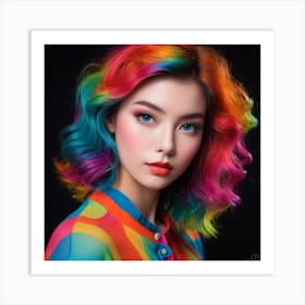 Rainbow Haired Girl Art Print