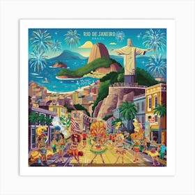 A Vibrant And Colorful Illustration Of Rio De Jane Rayktgqntwuzckpbf9mj4q Fnudidn T9s6m5h 5 Ydbg Art Print