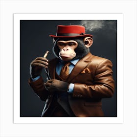 Monkey Smoking A Cigarette Art Print