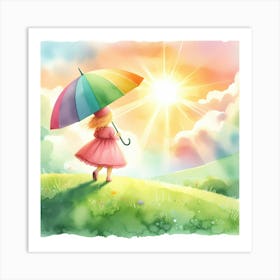 Little Girl With Umbrella Art Print