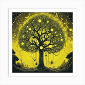 Cosmic Tree With Headphones 3 Art Print