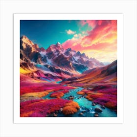 Colorful Mountain Landscape Art Print