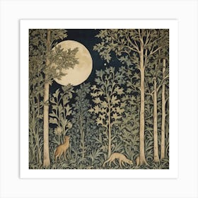 William Morris Print Night Forest Moon Art Print