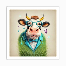 Cow In Glasses 3 Art Print