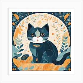 Cat In The Garden 1 Art Print