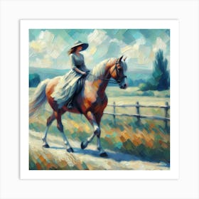 Girl Riding A Horse 3 Art Print