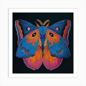 Moth On Black Background Art Print