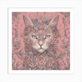 Cat With Flowers Art Print