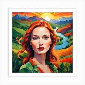 Woman With Red Hair Art Print