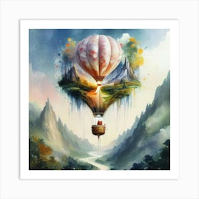 watercolor of a off white hot air balloon 7 Art Print