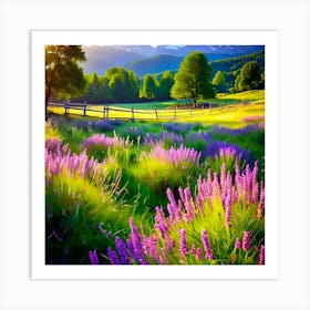 Lavender Field At Sunset Art Print