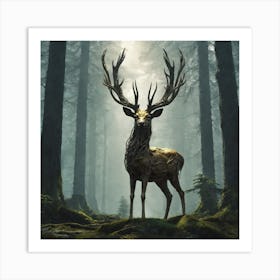 Deer In The Forest 110 Art Print