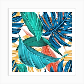 Tropical Leaves Seamless Pattern Art Print