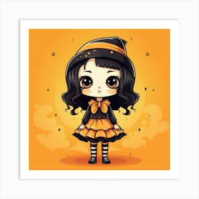 Cute Halloween Girl Art Print