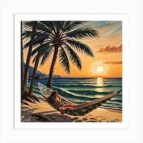 Sunset In A Hammock Art Print