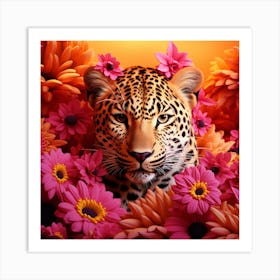 Leopard In Flowers 6 Art Print