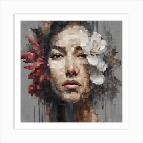 Pixelated Portrait Of A Woman Art Print