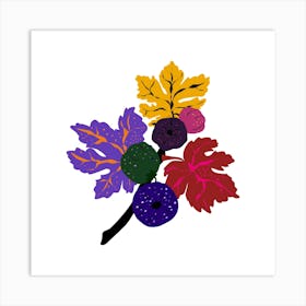 Colorful figs Leaves On A Branch Poster