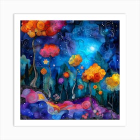 Night In The Magic Forest Art Print