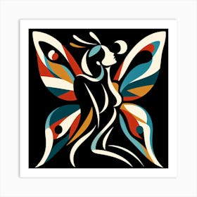 Colourful Abstract Woman with Butterfly Wings Art Print