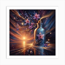 Bottle Of Flowers Art Print