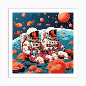 Astronauts In Space Art Print