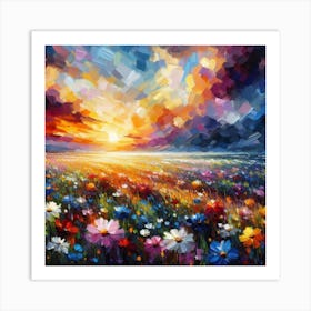 Sunset In The Meadow 1 Art Print