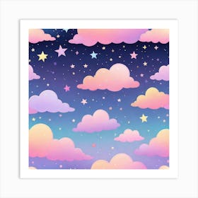 Sky With Twinkling Stars In Pastel Colors Square Composition 178 Art Print