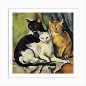 Three Cats Modern Art Cezanne Inspired Art Print